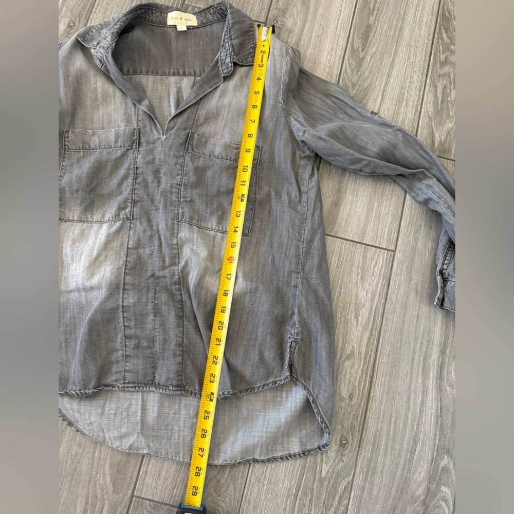 Cloth & Stone|Anthro women’s Gray wash Lyocell Tencel long sleeve shirt w pocket - Picture 9 of 10